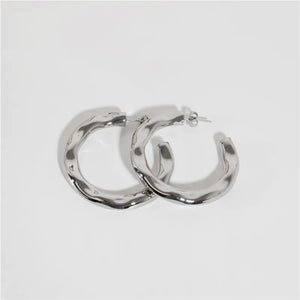 Large Hammered Silver Hoop