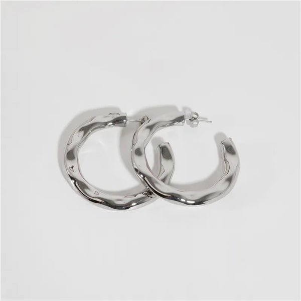 Large Hammered Silver Hoop