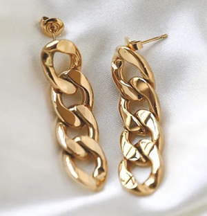 Cuban Chain Drop Earrings