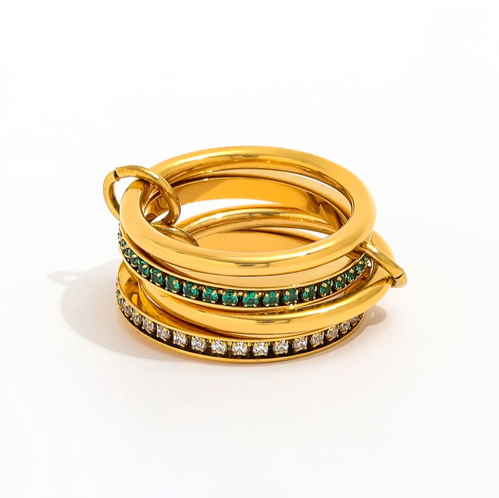 Gold and stone stacked ring