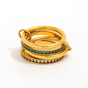 Gold and stone stacked ring