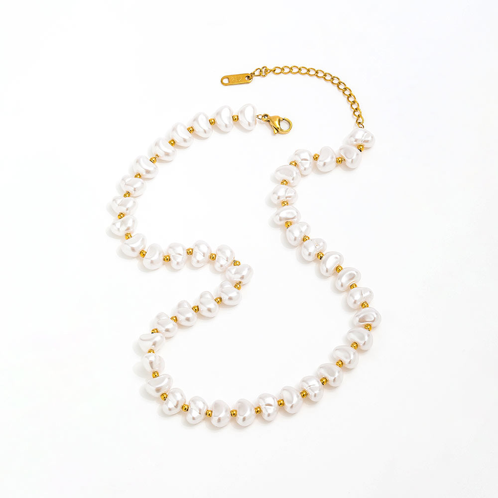 Pearl stone gold necklace