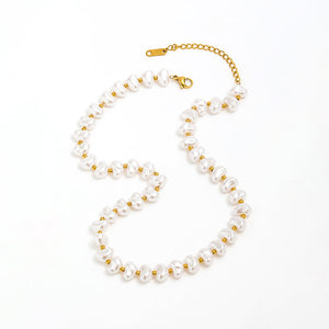Pearl stone gold necklace