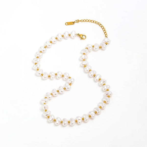 Pearl stone gold necklace