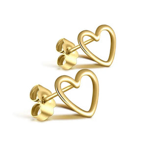 Gold Hollow Heart Studs