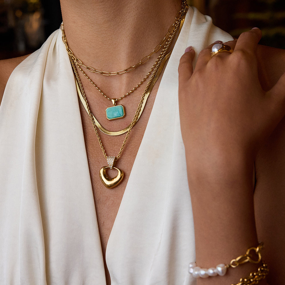 Turquoise stone drop necklace