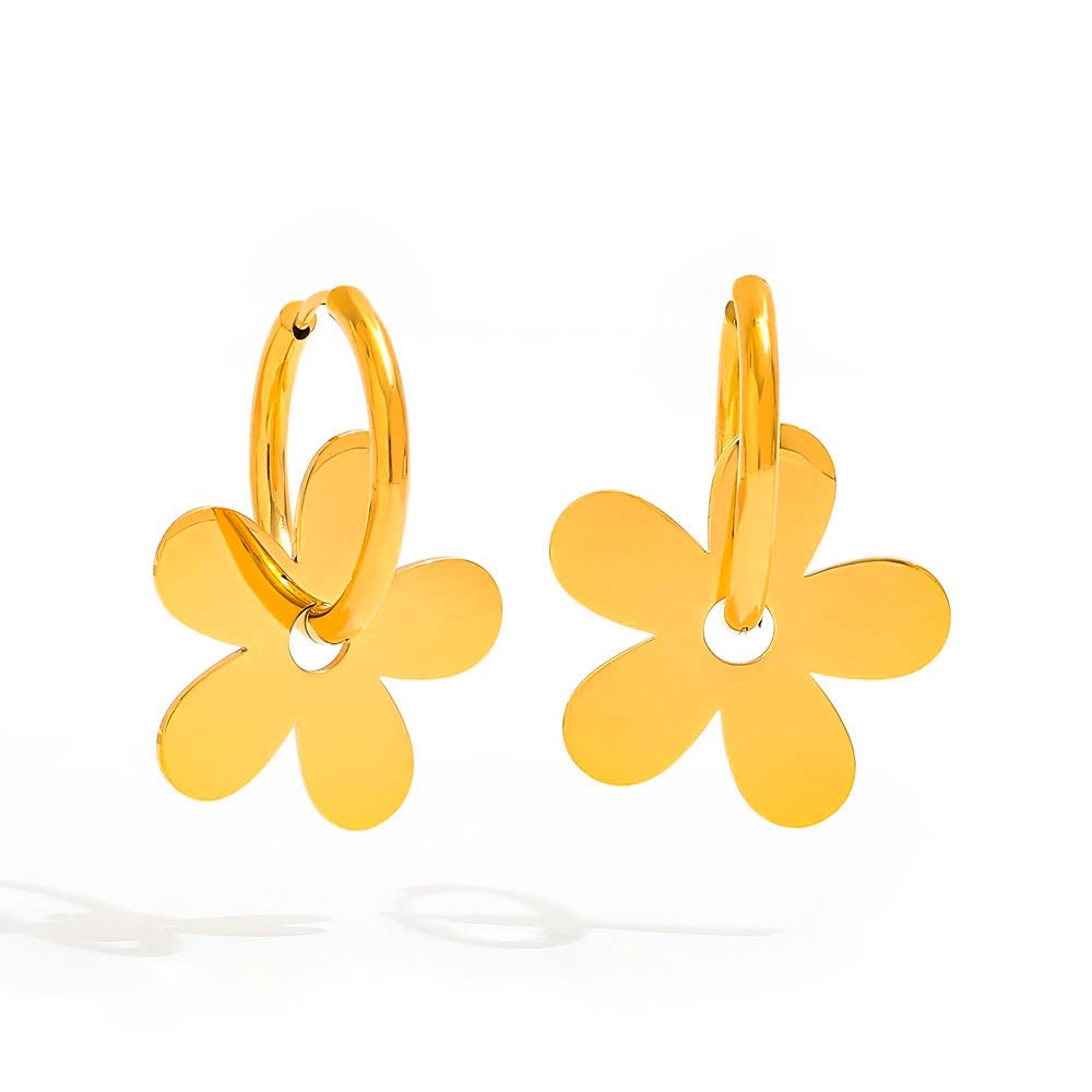 Gold flower hoops