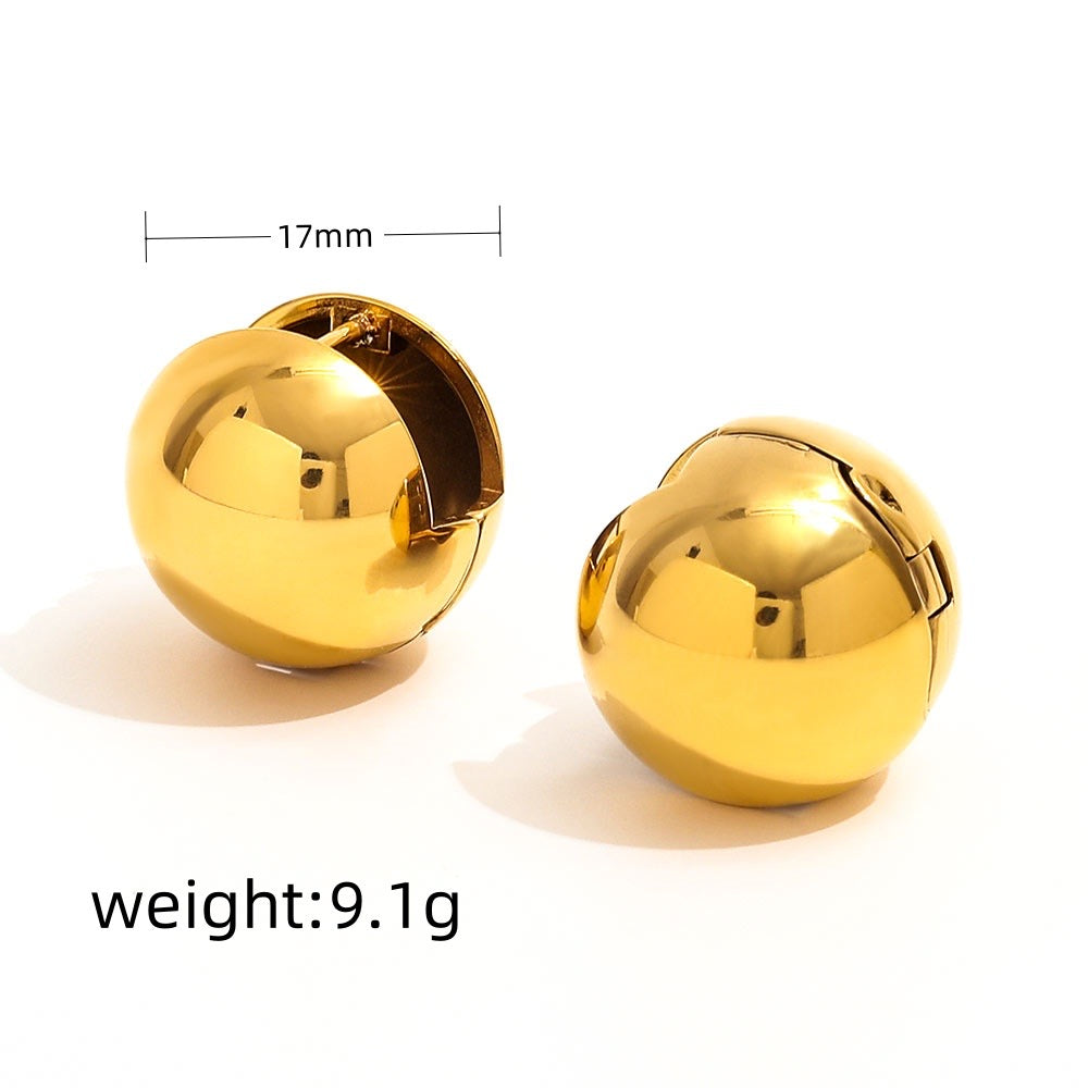 Huggie gold ball earring